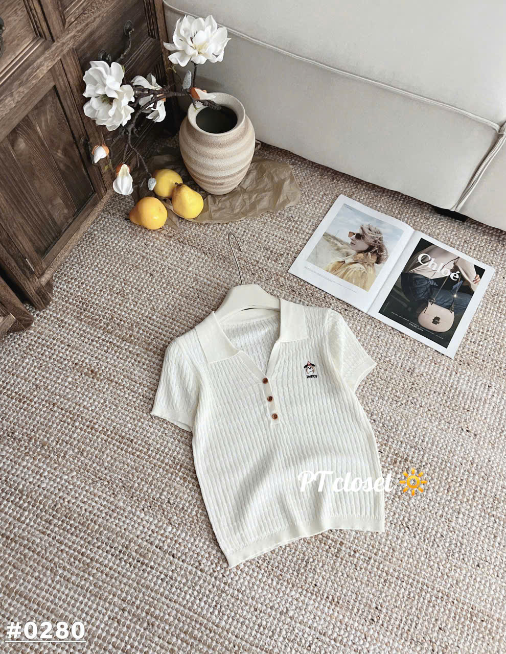 AL0208 Áo Len Cộc Tay Cổ 3 Cúc