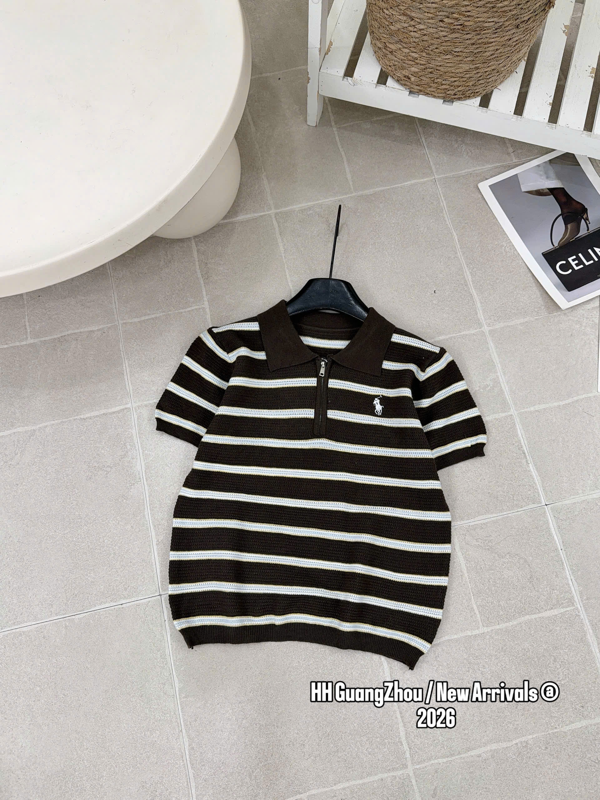 AL21199 Áo len kẻ tay cộc