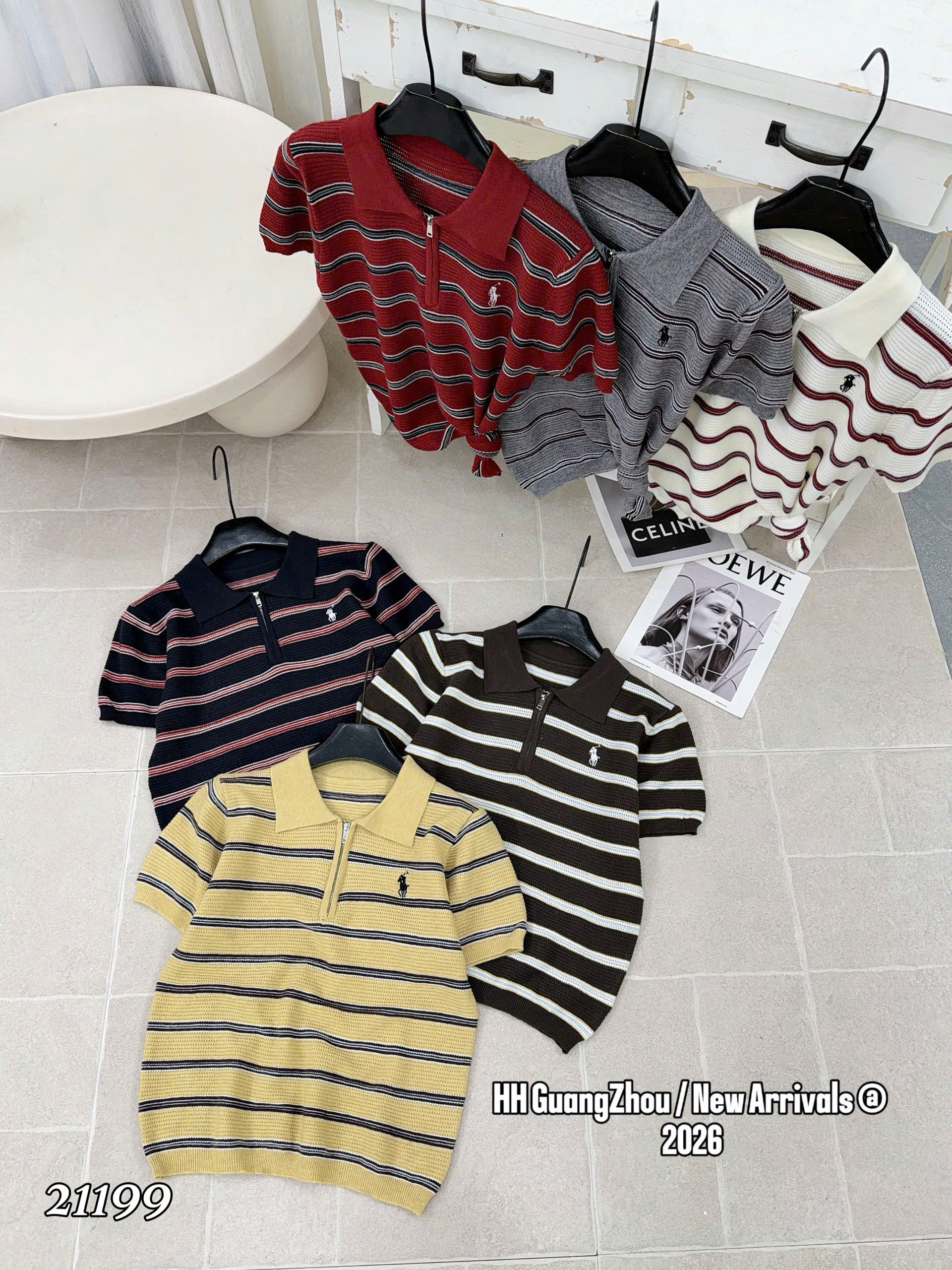 AL21199 Áo len kẻ tay cộc