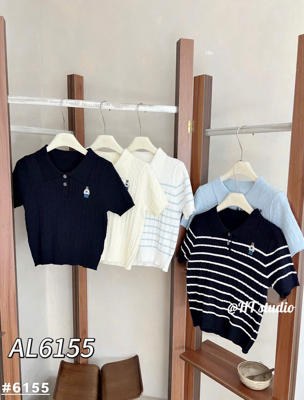 AL6155 Áo len cộc tay cổ 2 cúc