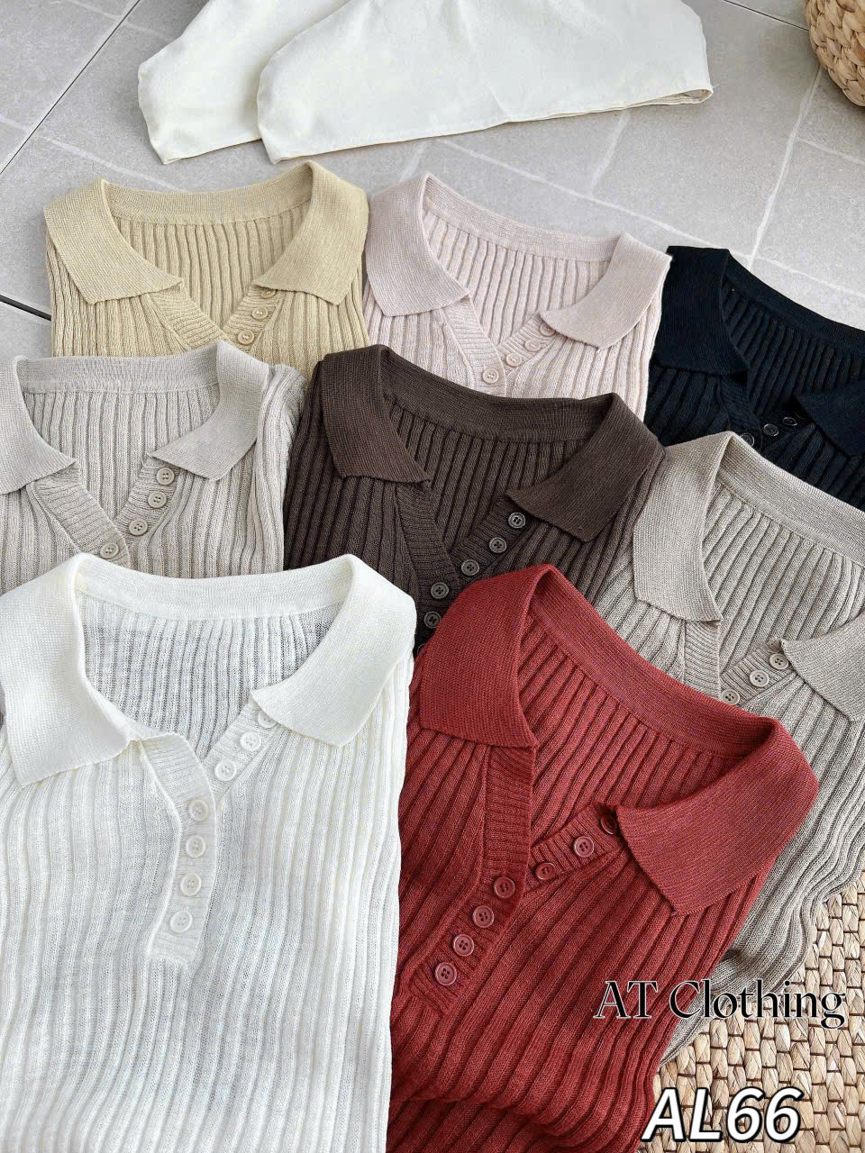 AL66 Áo len cổ bẻ nhiều cúc