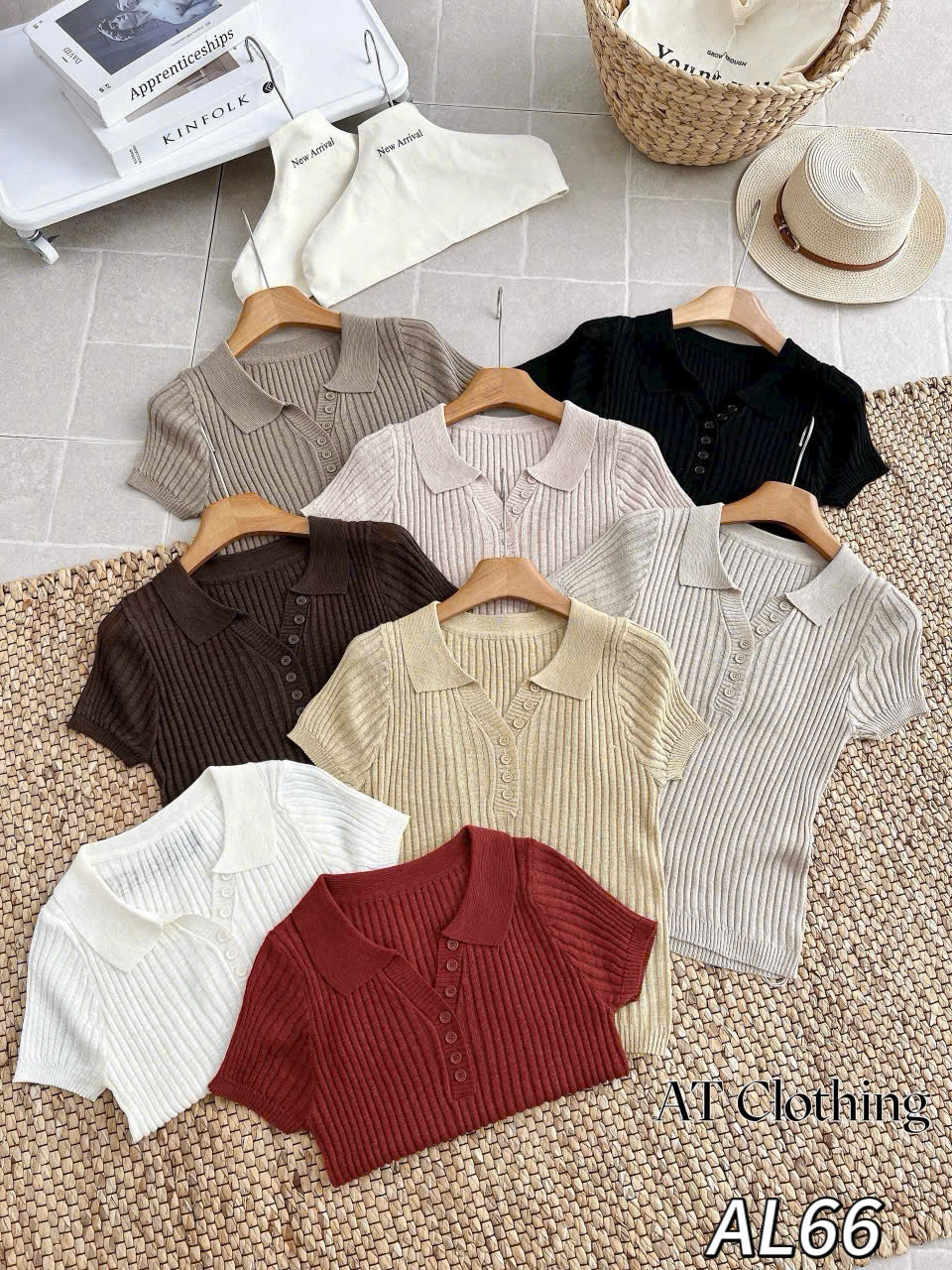 AL66 Áo len cổ bẻ nhiều cúc