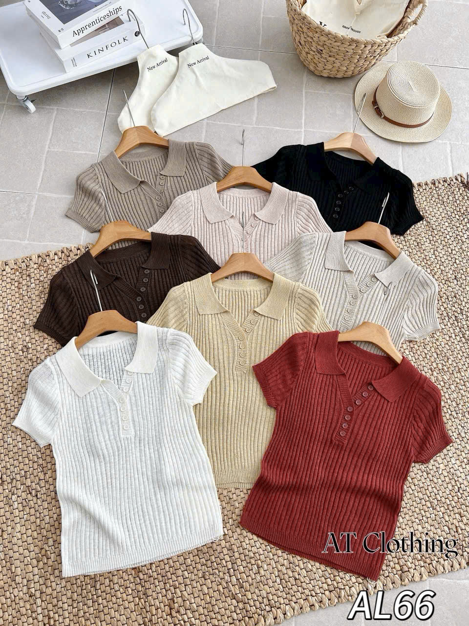 AL66 Áo len cổ bẻ nhiều cúc