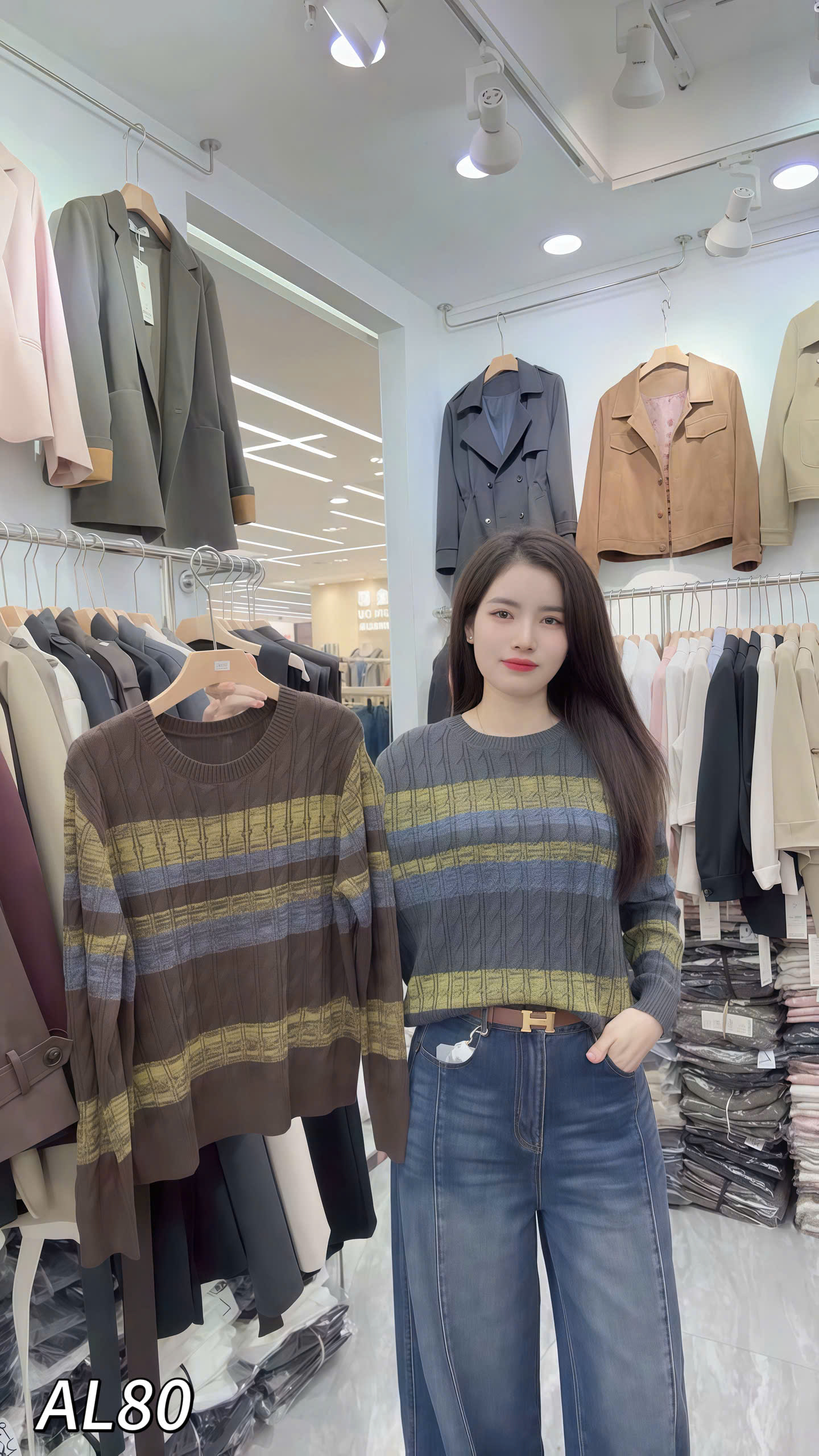AL80 Áo len kẻ QC