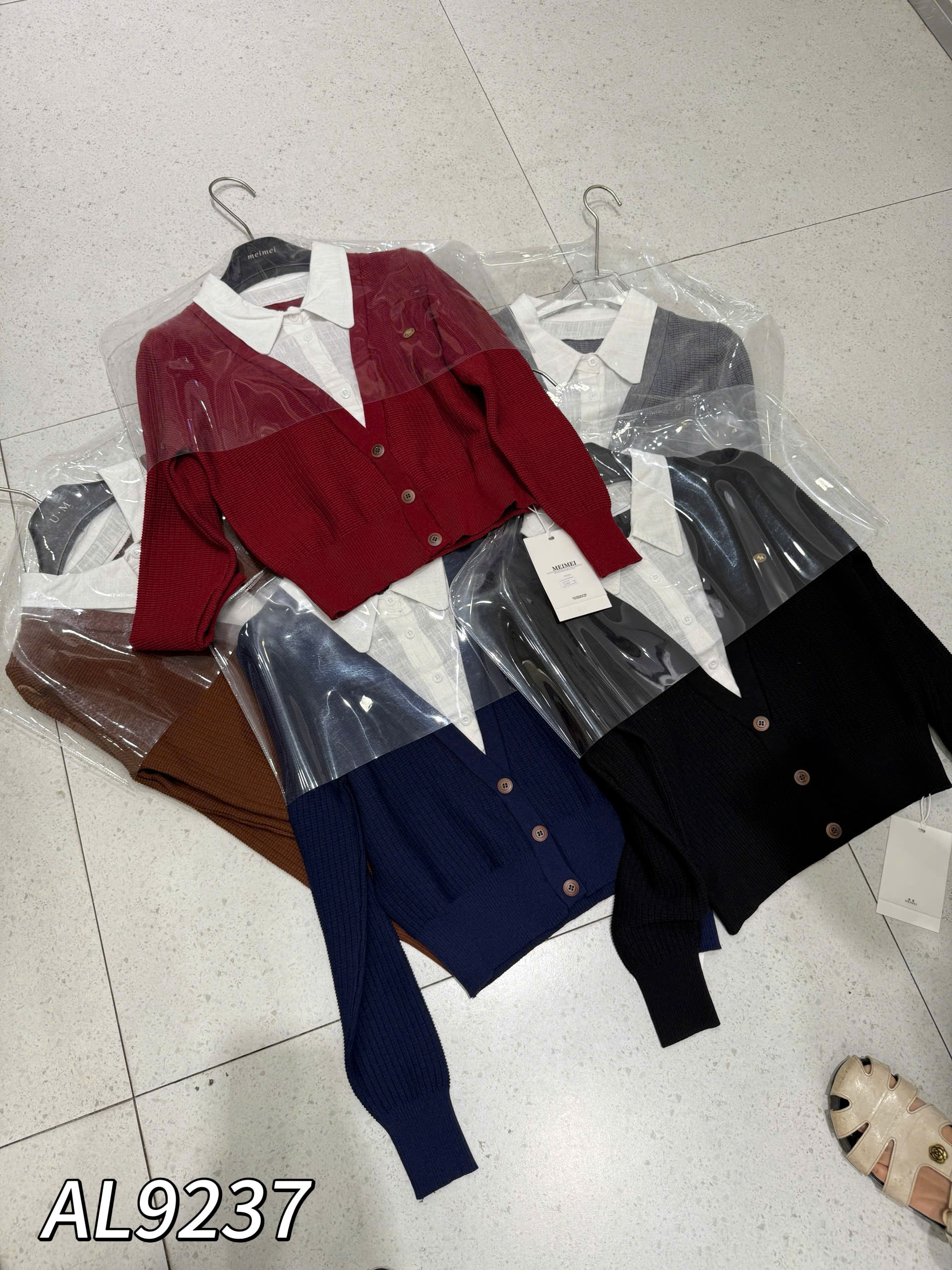 AL9237 Áo len cổ phối sơ mi QC