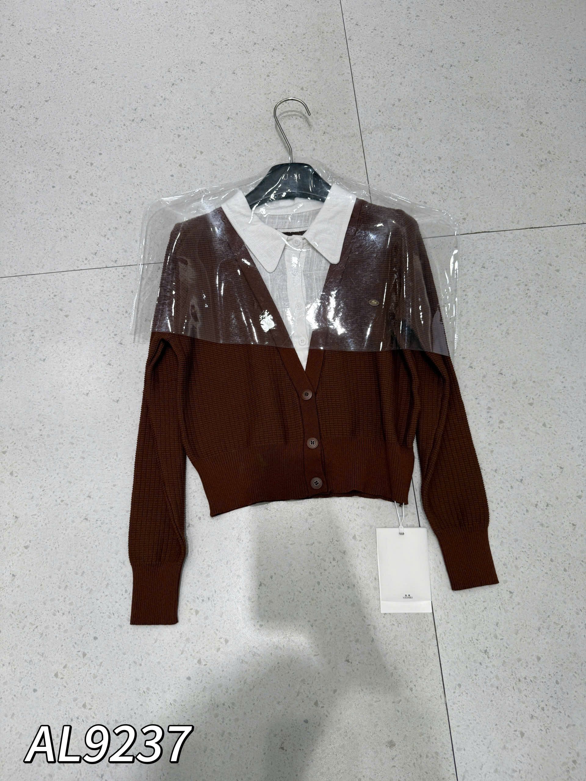 AL9237 Áo len cổ phối sơ mi QC