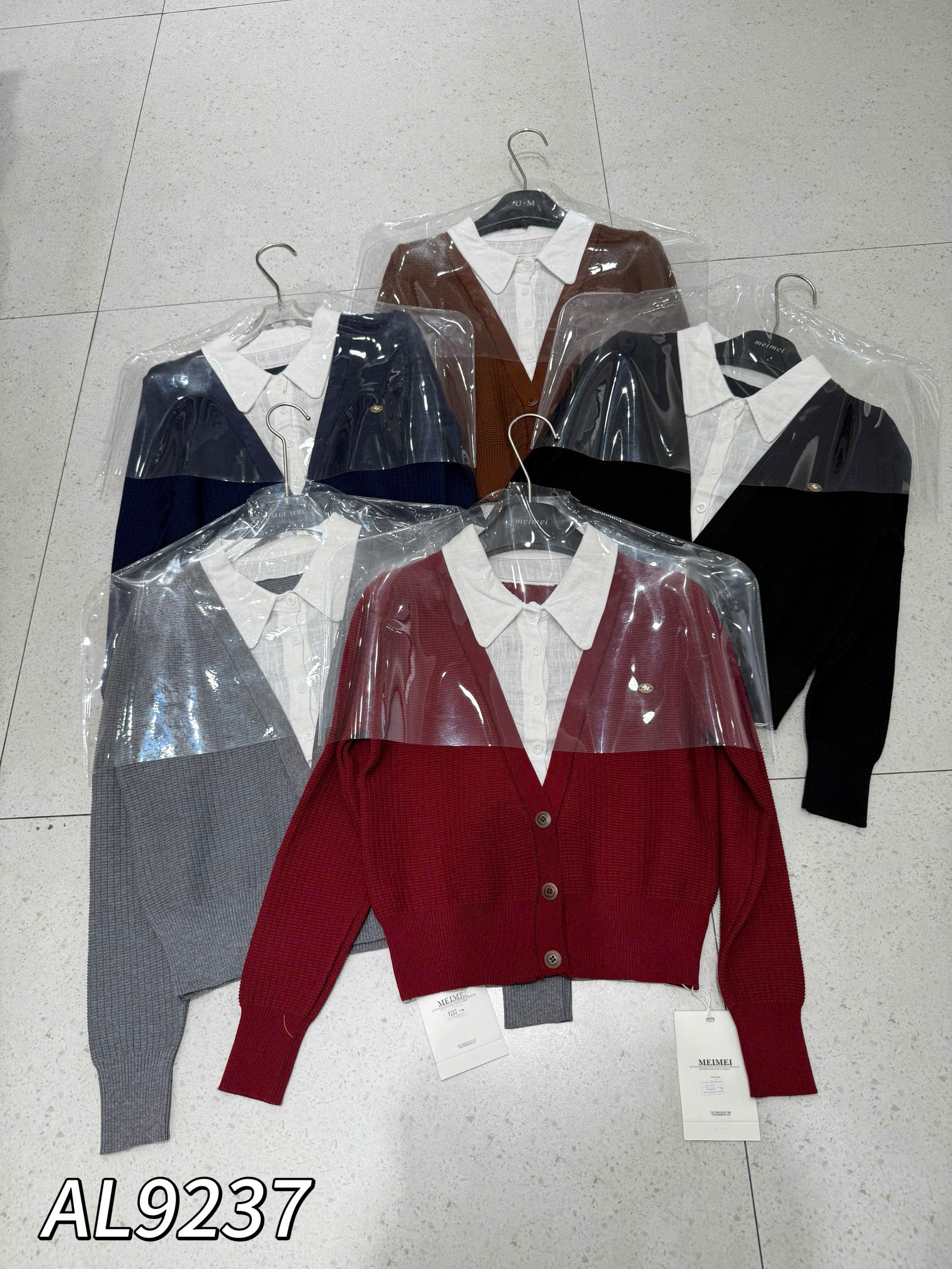 AL9237 Áo len cổ phối sơ mi QC