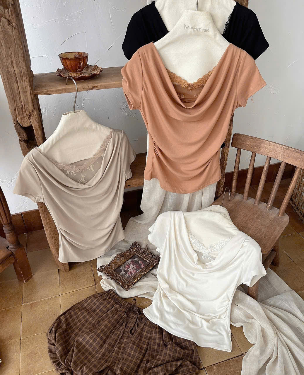 AP6283 áo thun phối ren