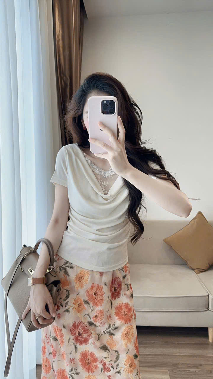 AP6283 áo thun phối ren