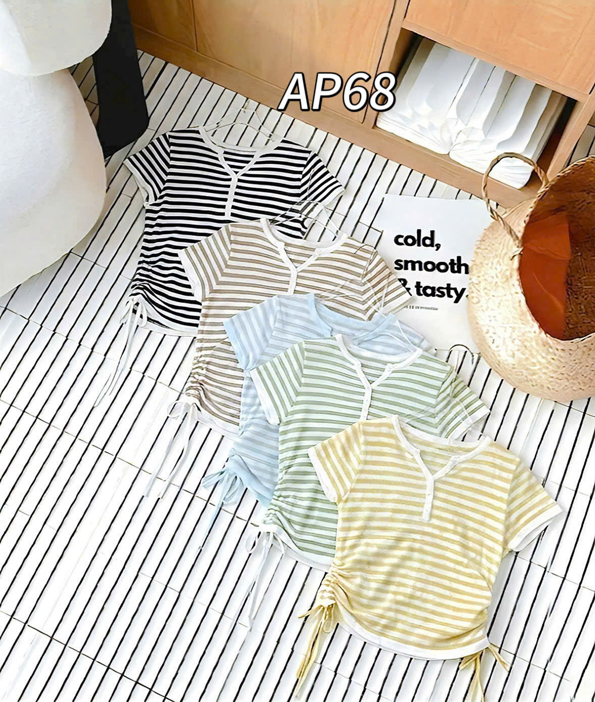 AP68 áo len mongtoghi kẻ nhiều cúc
