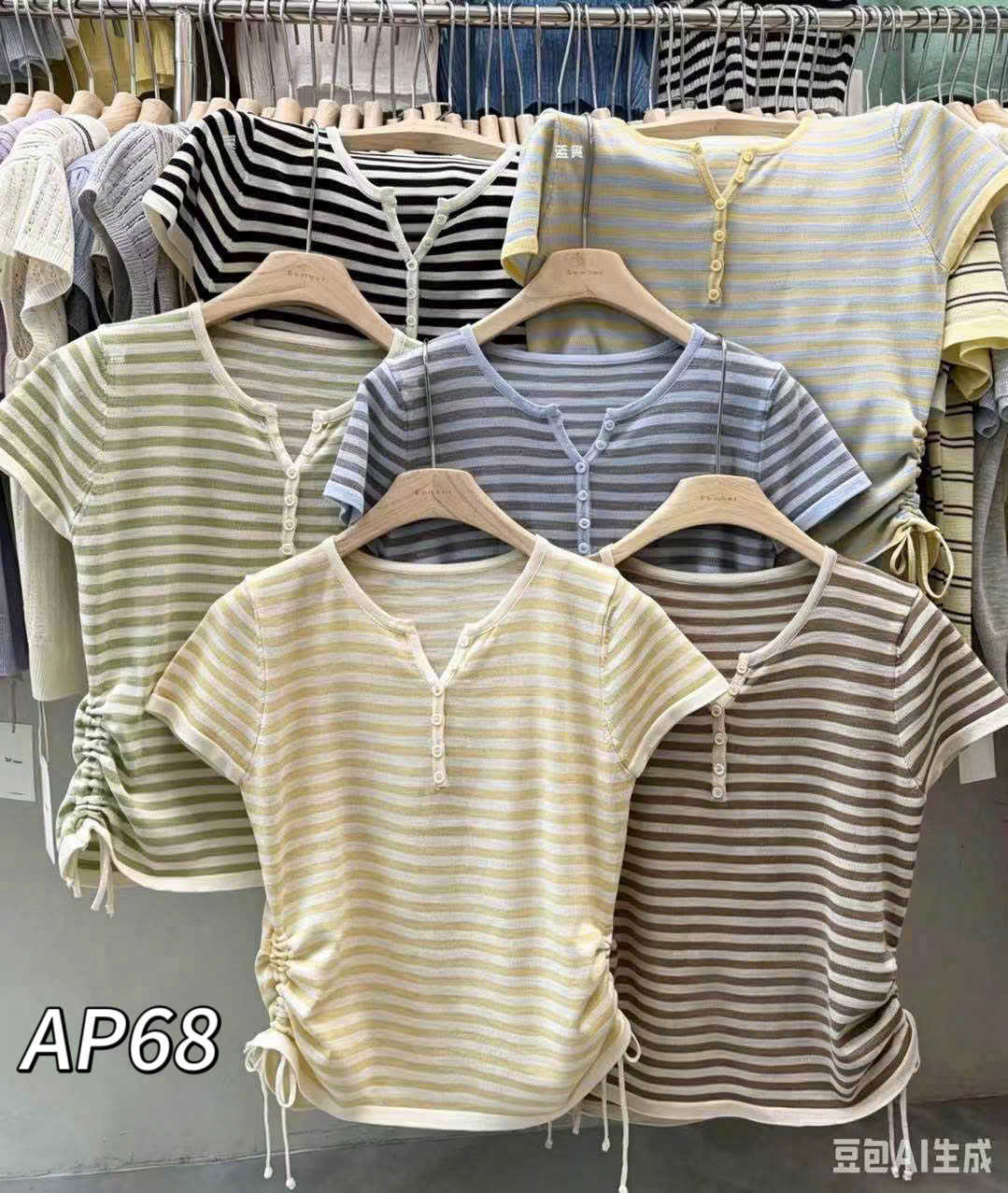 AP68 áo len mongtoghi kẻ nhiều cúc