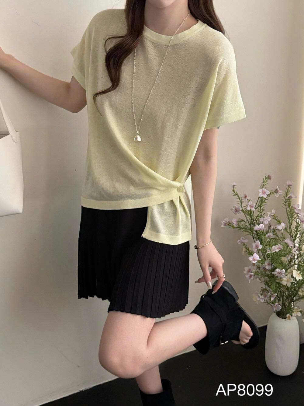 AP8099 Áo phông cúc lệch áo