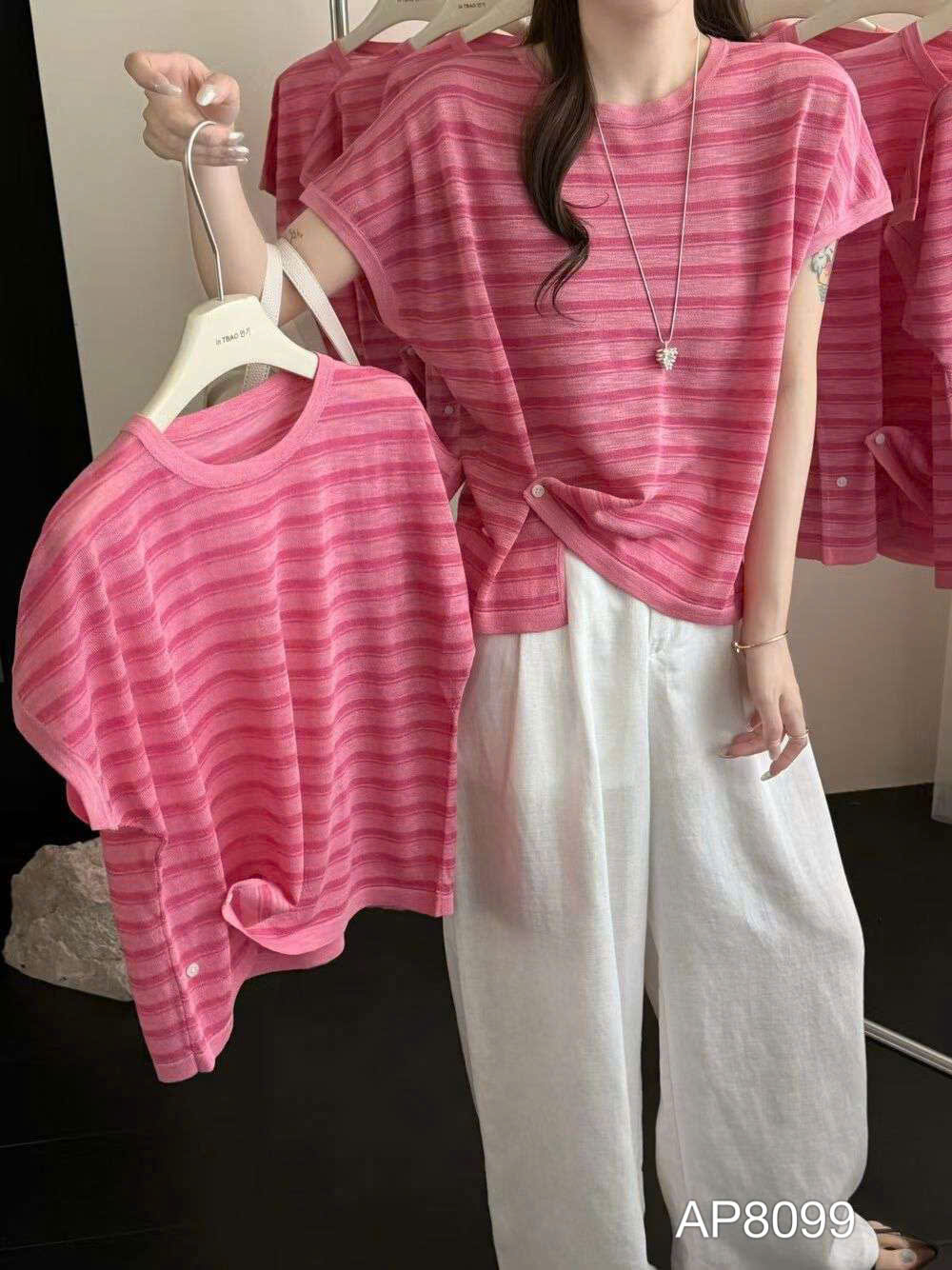 AP8099 Áo phông cúc lệch áo