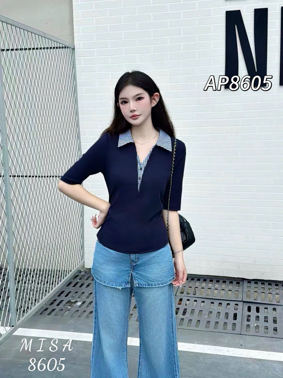 AP8605 áo thun cổ phối sơ mi