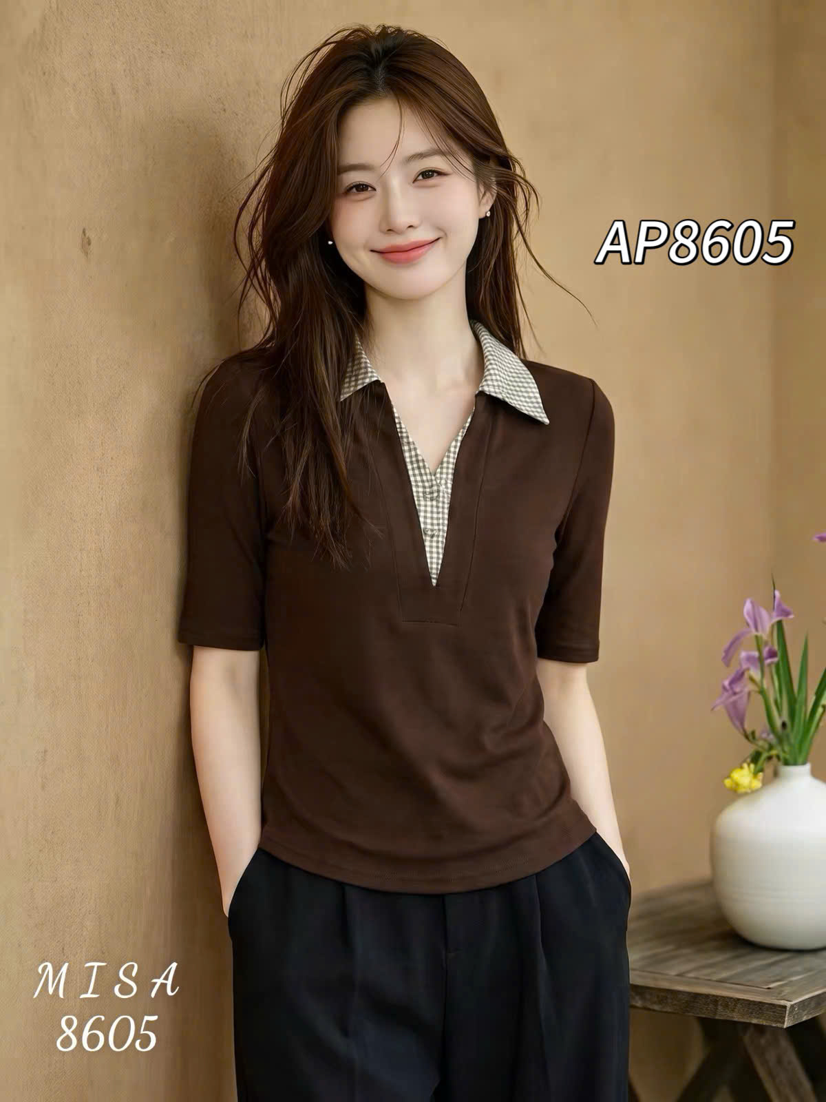 AP8605 áo thun cổ phối sơ mi
