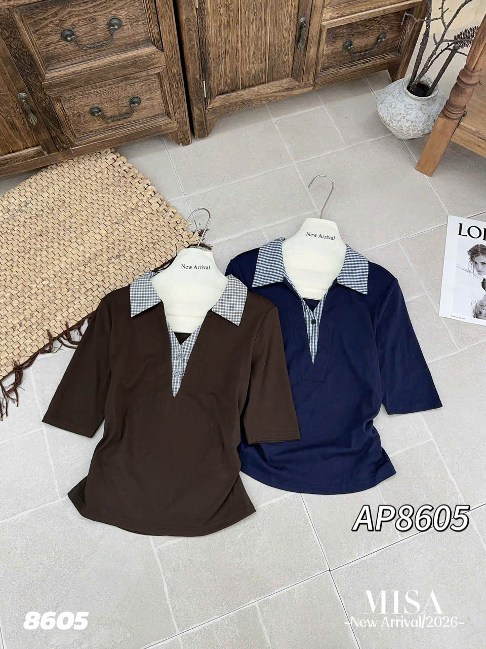 AP8605 áo thun cổ phối sơ mi
