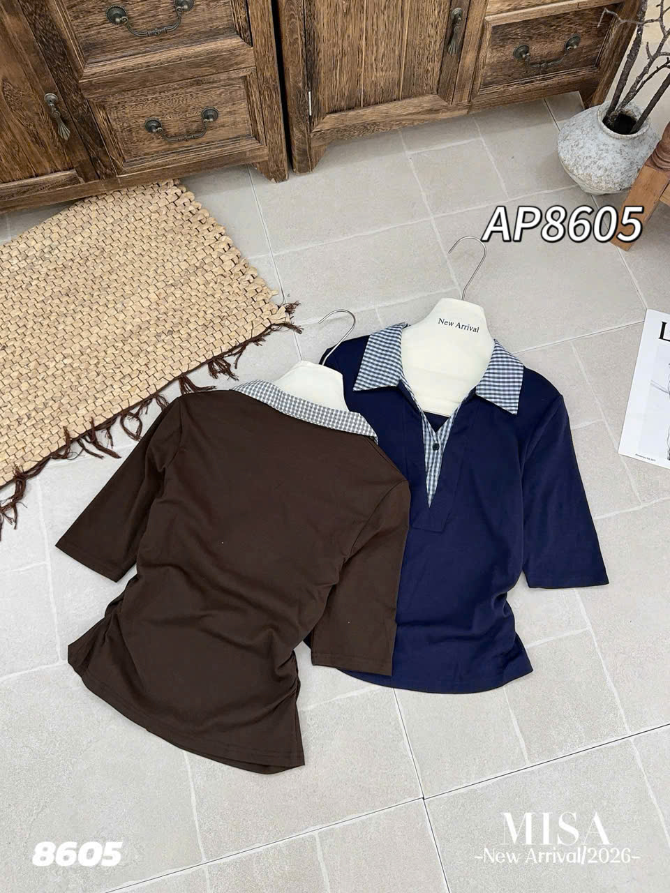 AP8605 áo thun cổ phối sơ mi