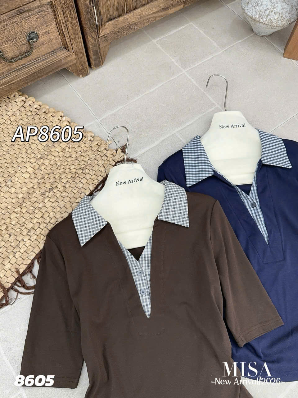 AP8605 áo thun cổ phối sơ mi