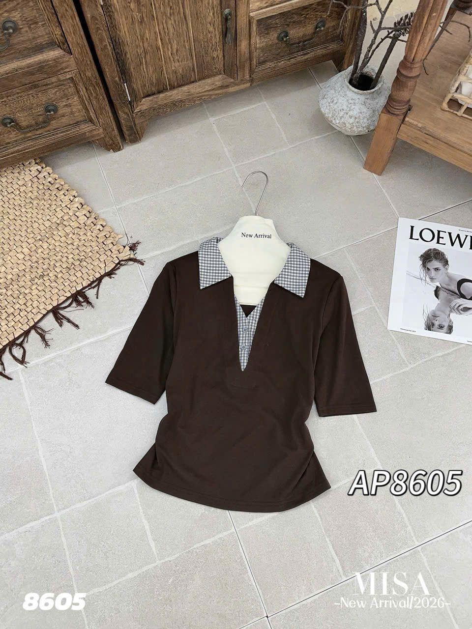 AP8605 áo thun cổ phối sơ mi