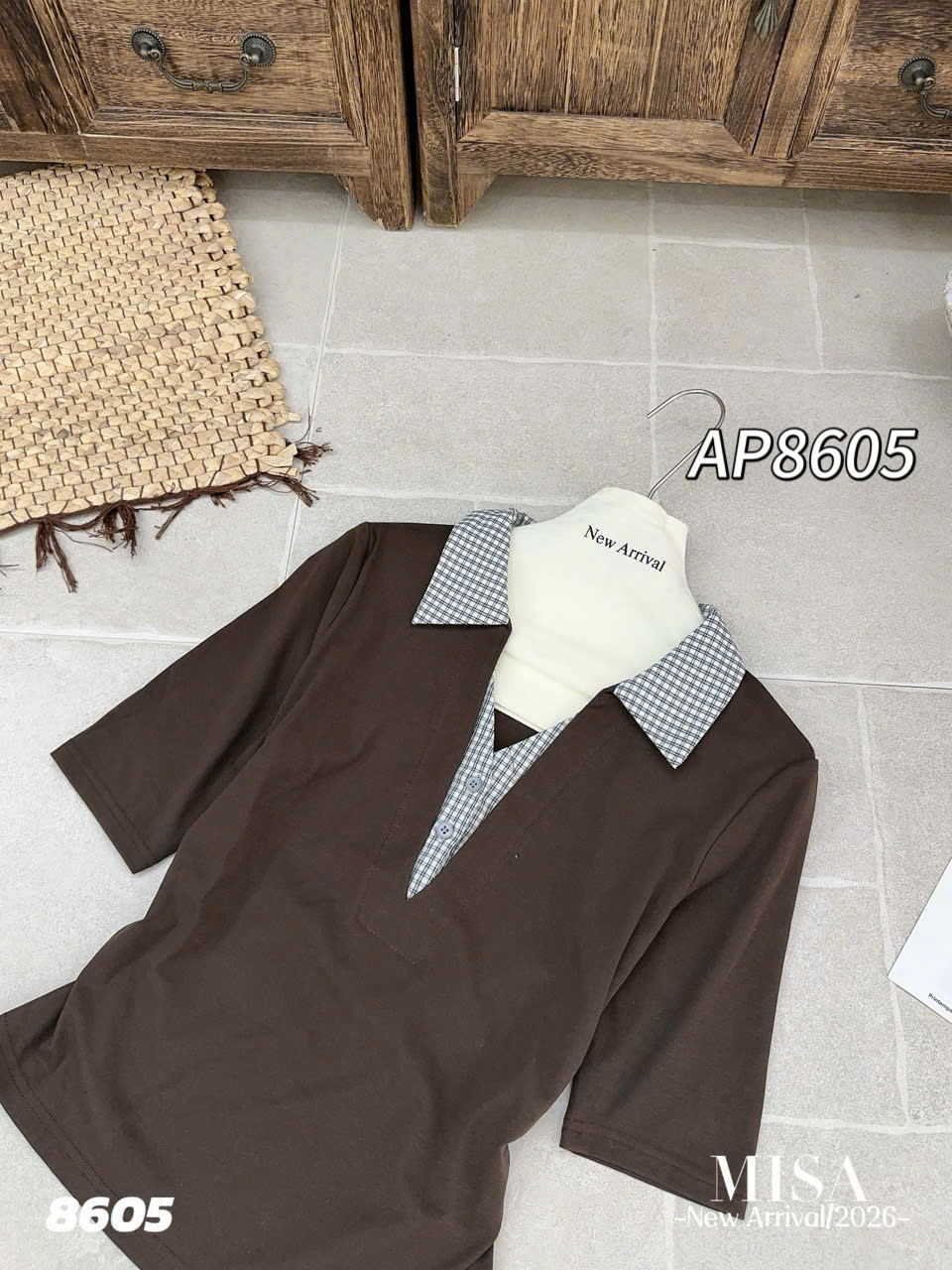 AP8605 áo thun cổ phối sơ mi