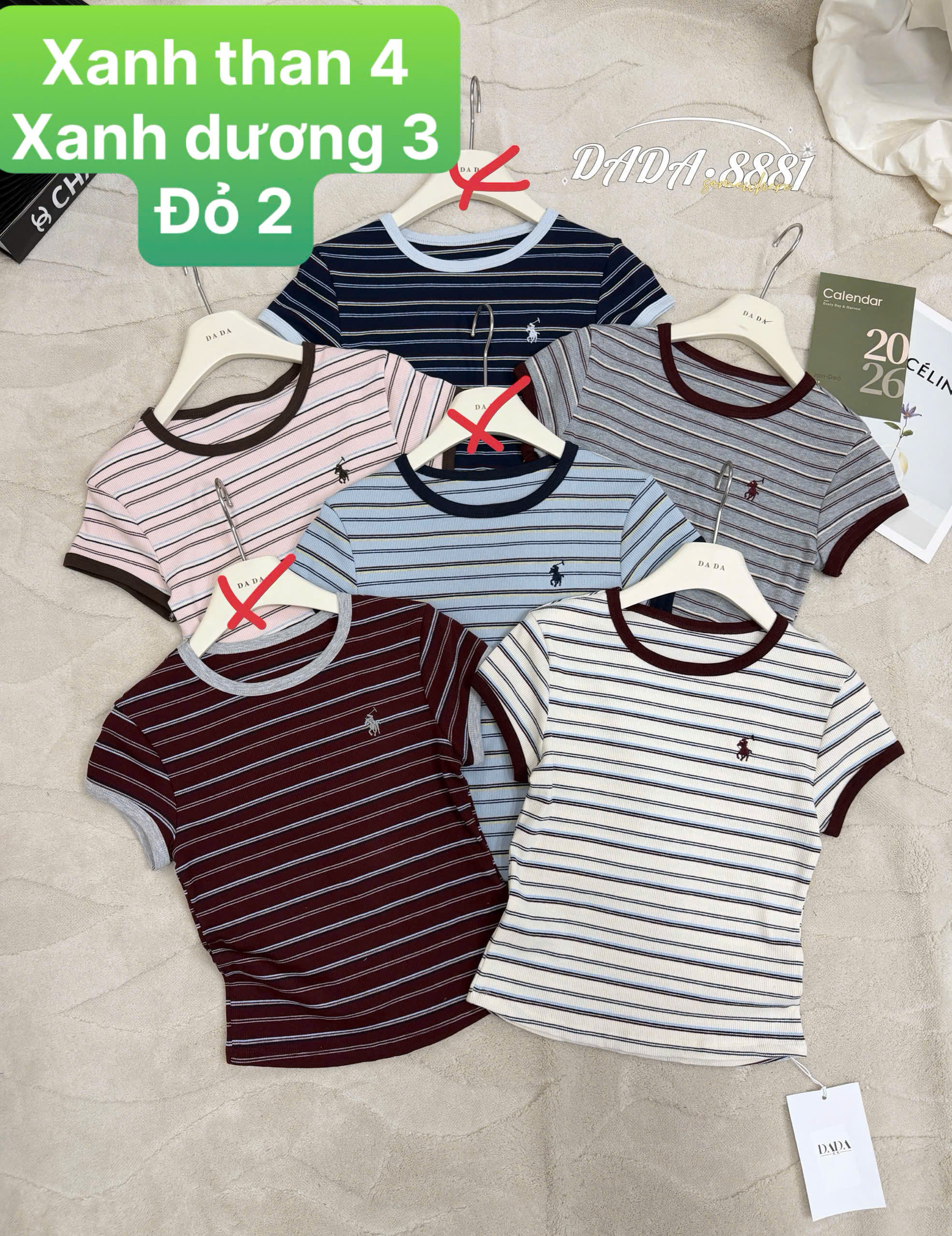 AP8881 áo kẻ thêu ngựa