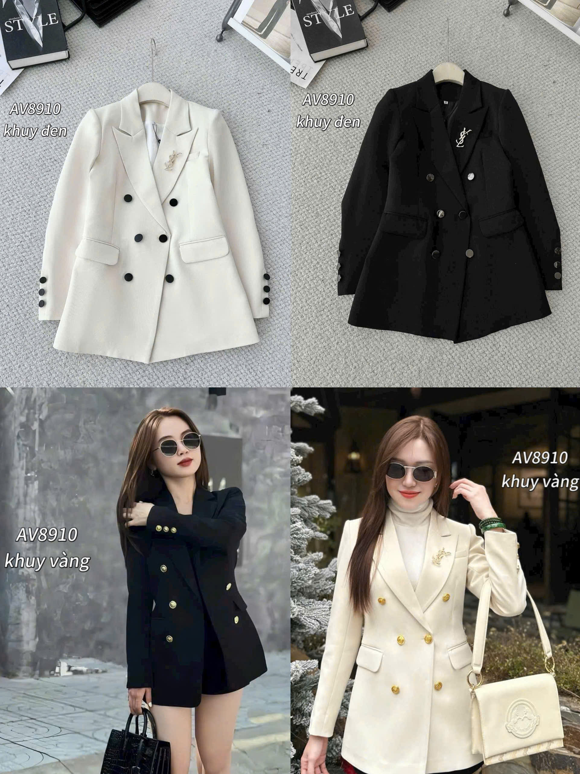 AV8910 áo vest tag YSL 2 lớp