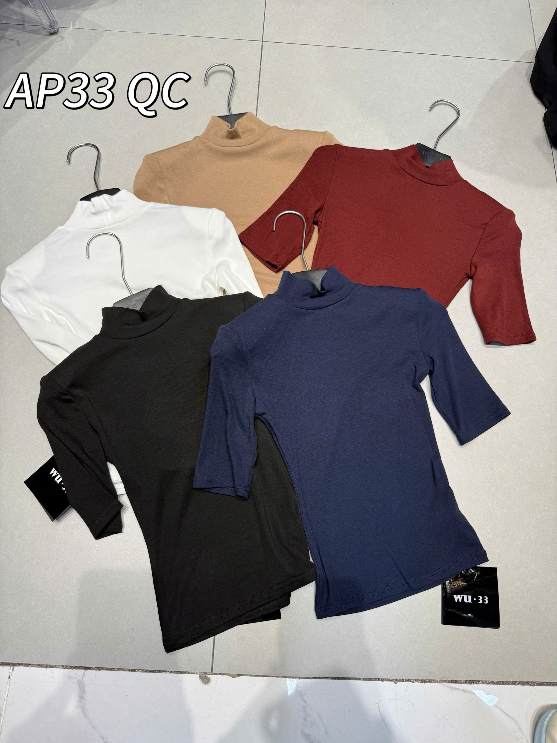 AP33 QC Áo thun tay lỡ cao cổ