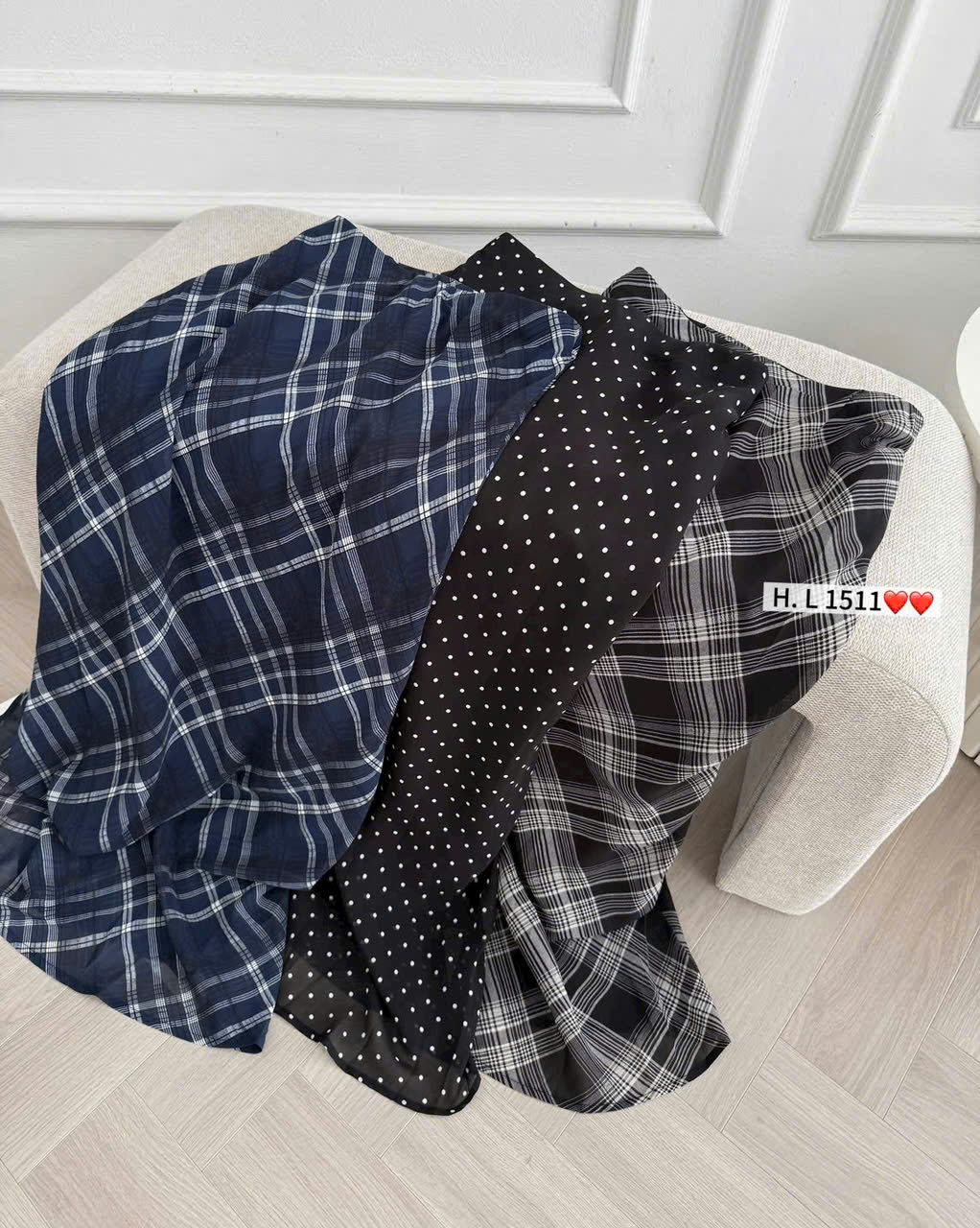 CV1511 Chân váy đuôi cá kẻ