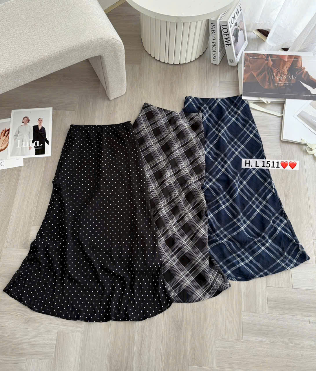 CV1511 Chân váy đuôi cá kẻ