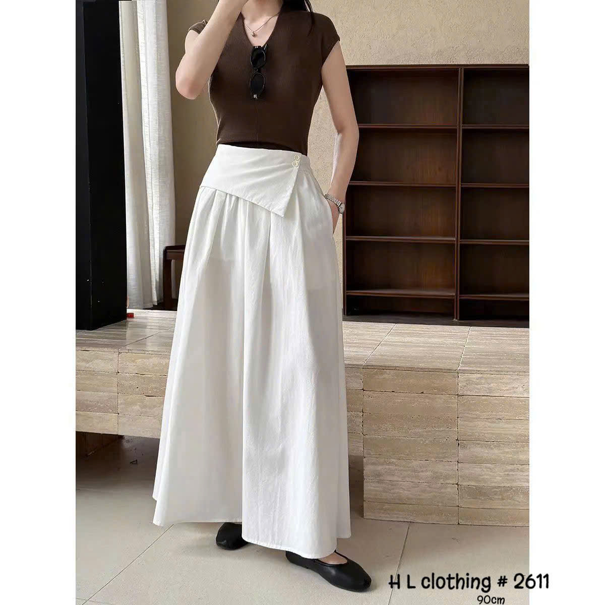 CV2611 Chân váy xòe bồng 3 cúc