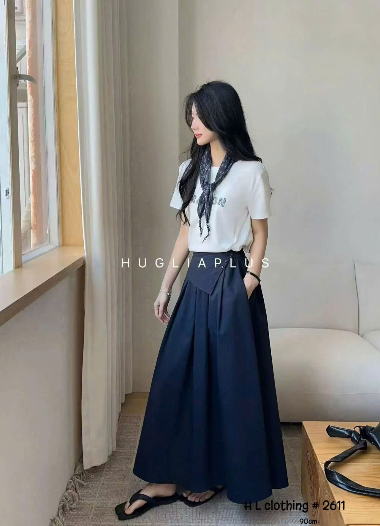 CV2611 Chân váy xòe bồng 3 cúc