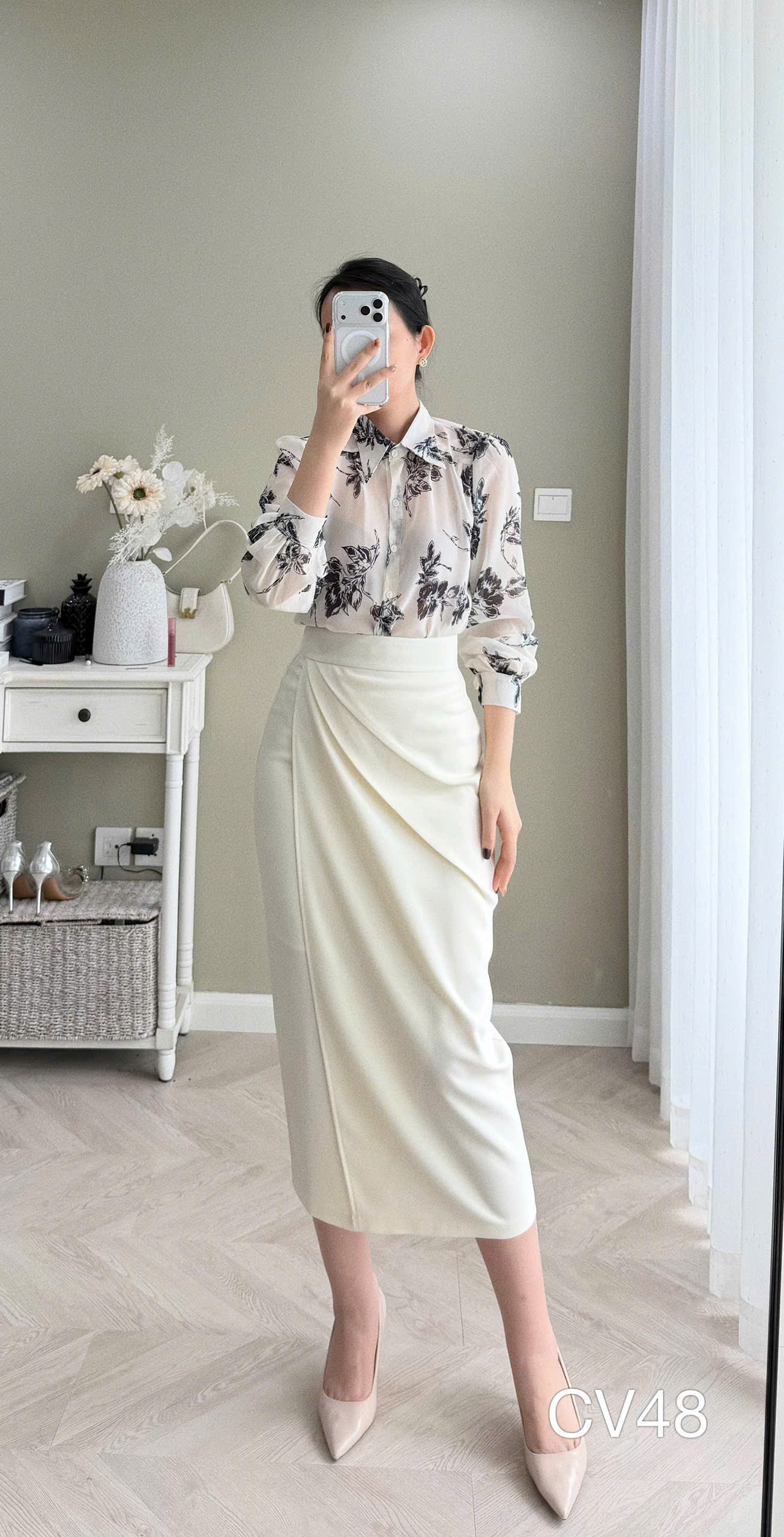 CV48 Chân váy xéo vạt