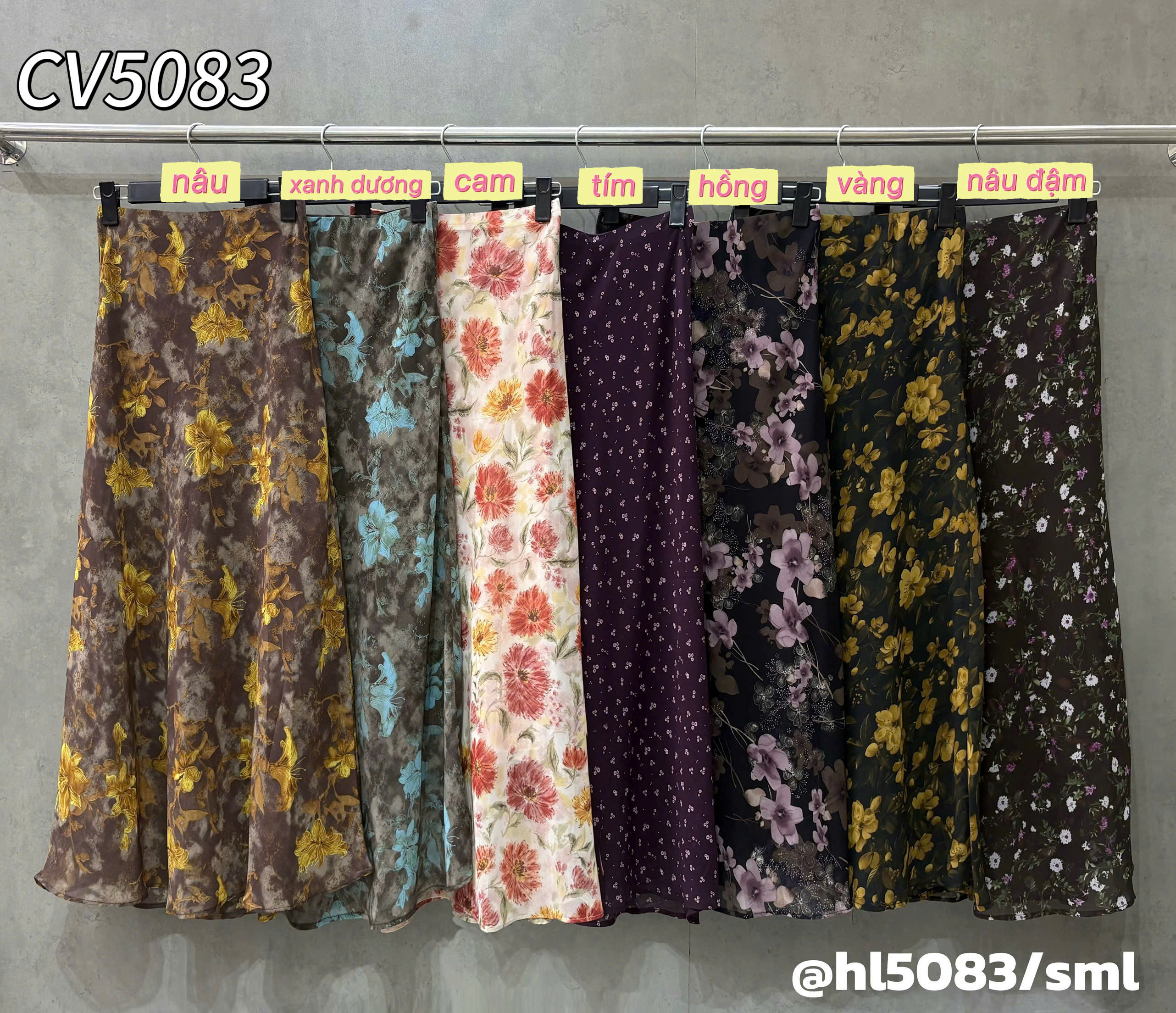 CV5083 Chân váy hoa lụa
