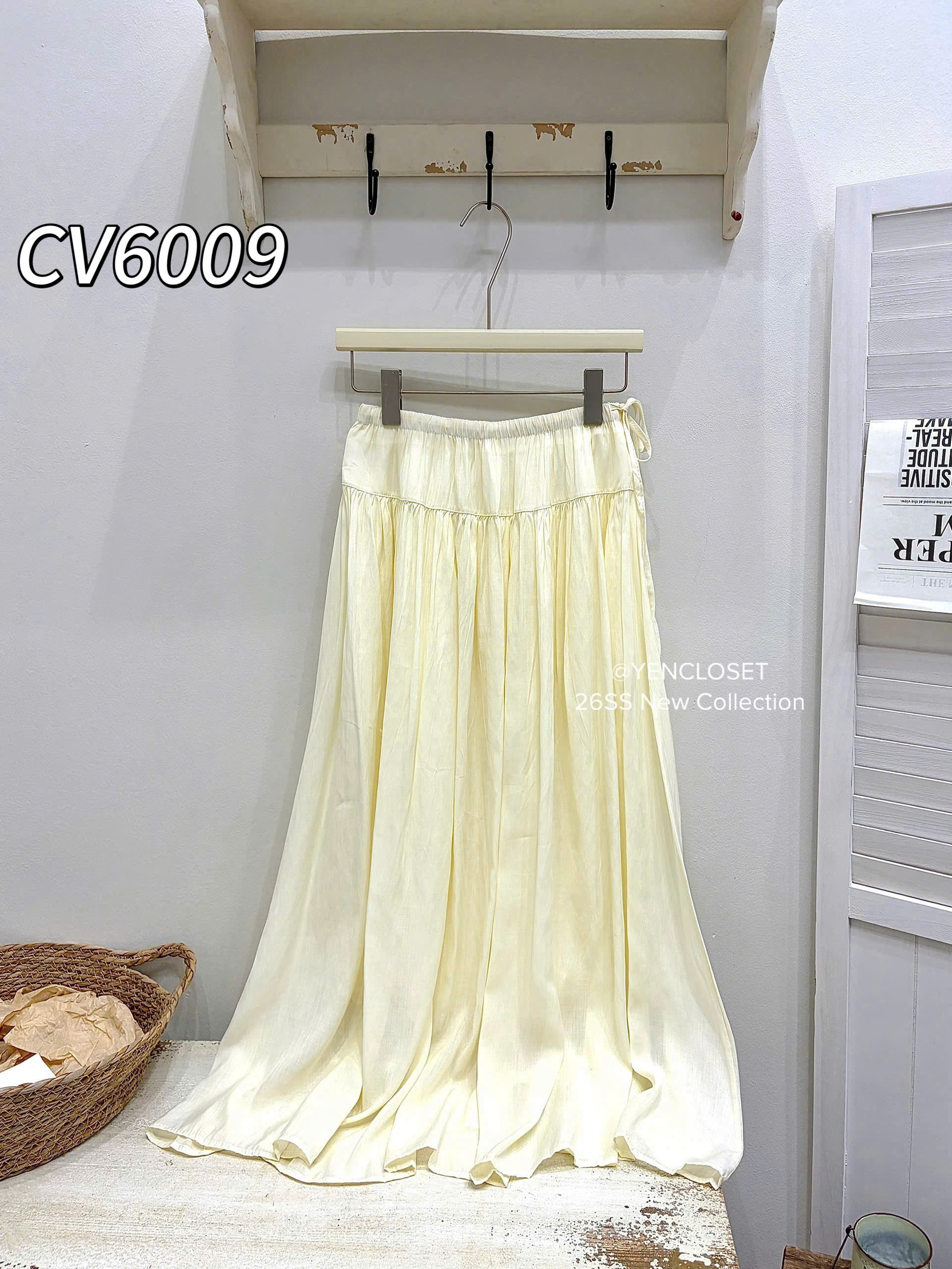 CV6009 Chân váy xòe tơ dây cap chun