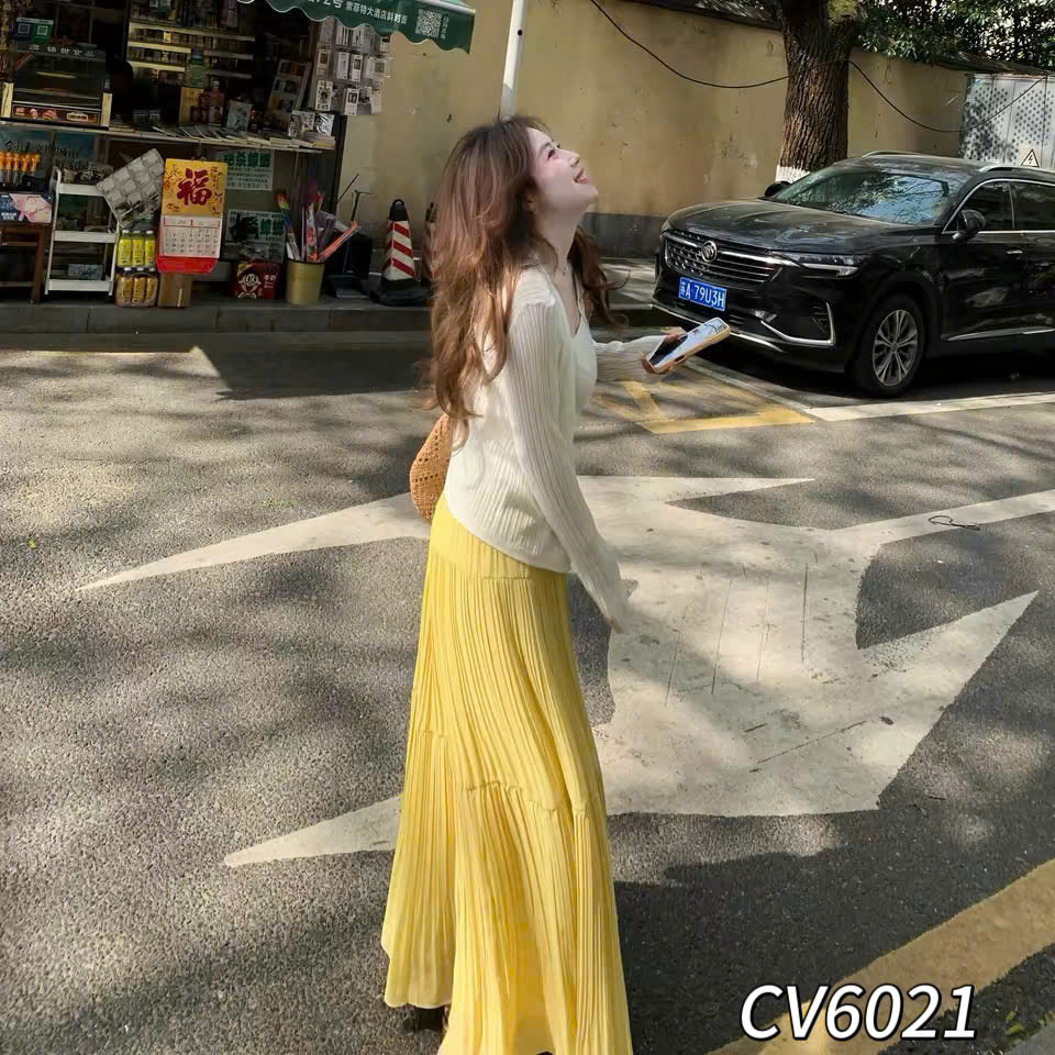 CV6021 Chân váy xòe tơ 2 tầng