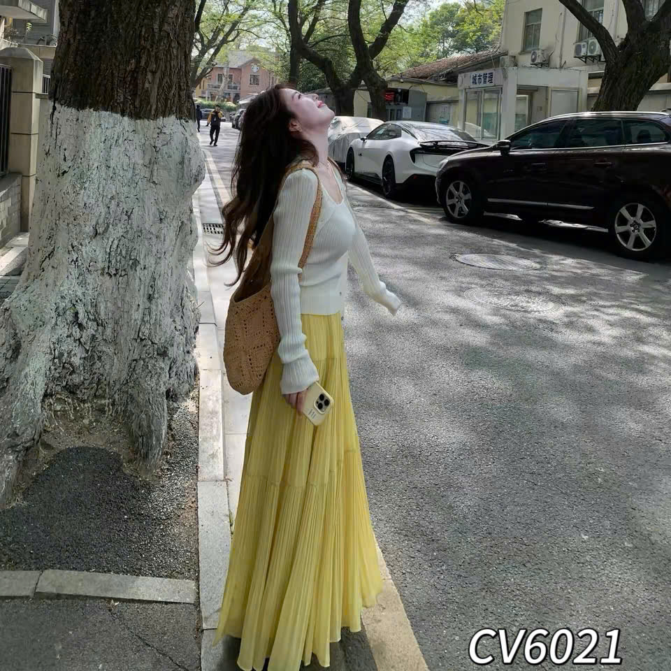 CV6021 Chân váy xòe tơ 2 tầng