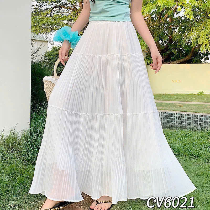 CV6021 Chân váy xòe tơ 2 tầng