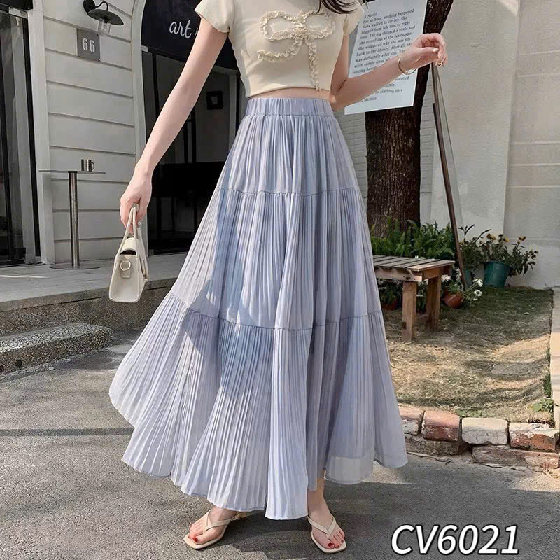 CV6021 Chân váy xòe tơ 2 tầng