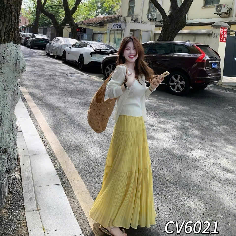 CV6021 Chân váy xòe tơ 2 tầng