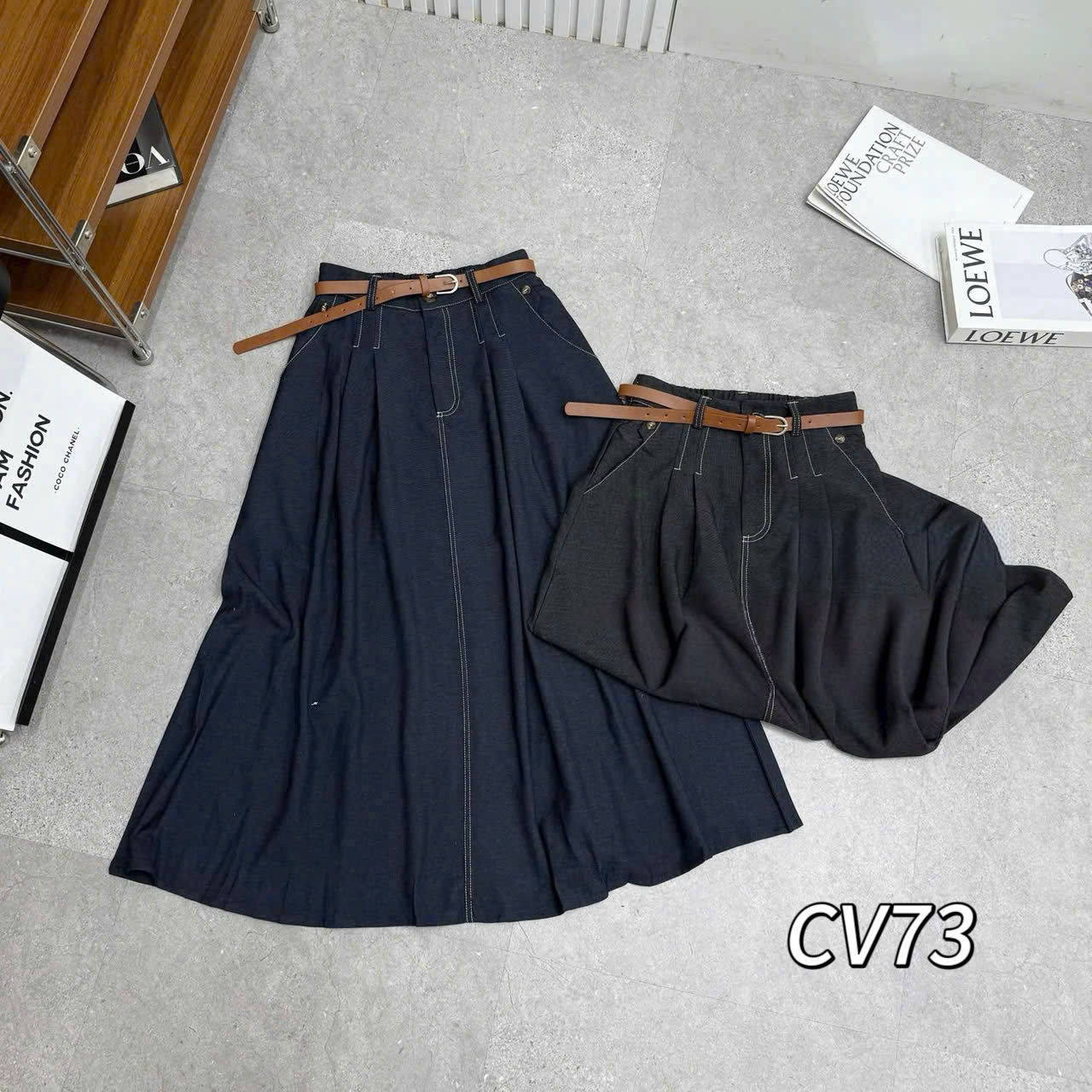 CV73 Chân váy xòe bò túi viền chỉ