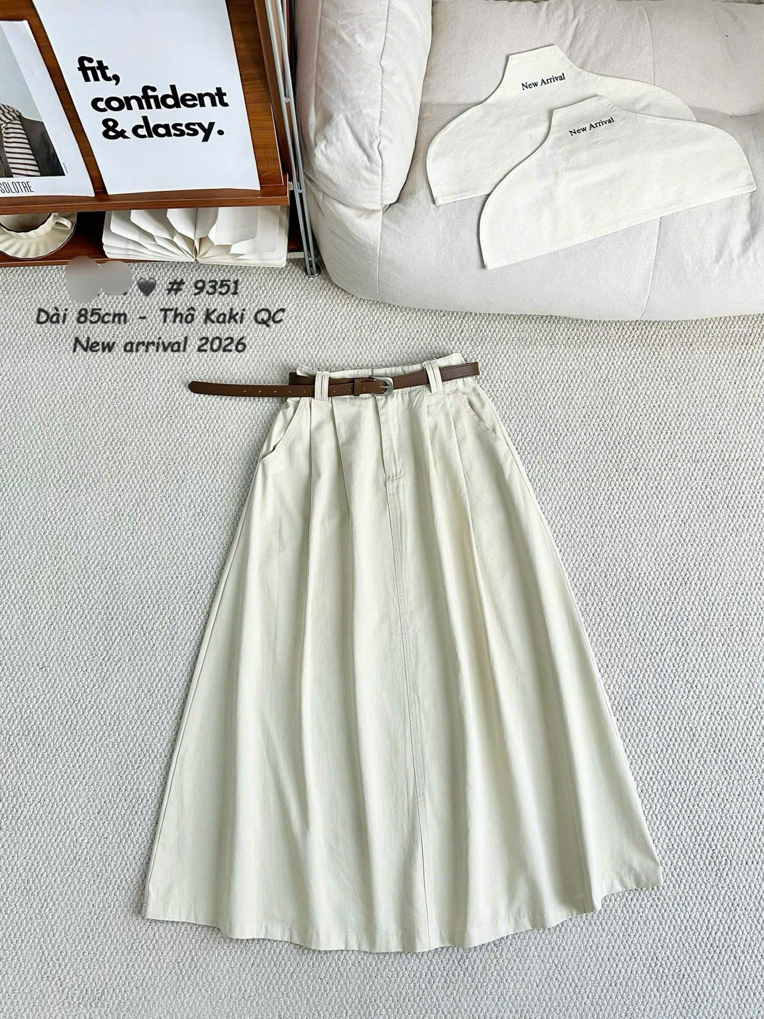 CV9351 Chân váy thô kaki QC 85cm