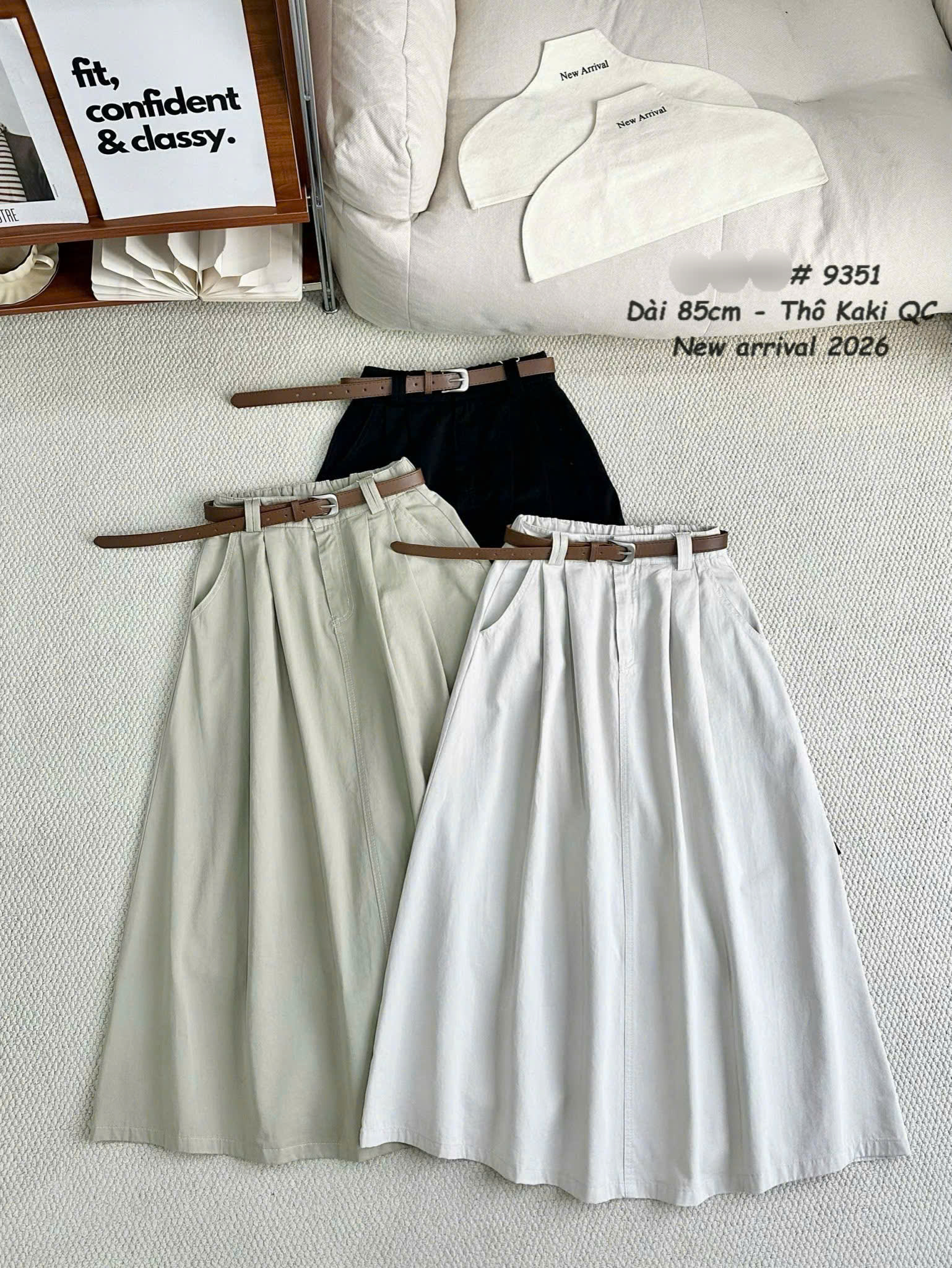 CV9351 Chân váy thô kaki QC 85cm