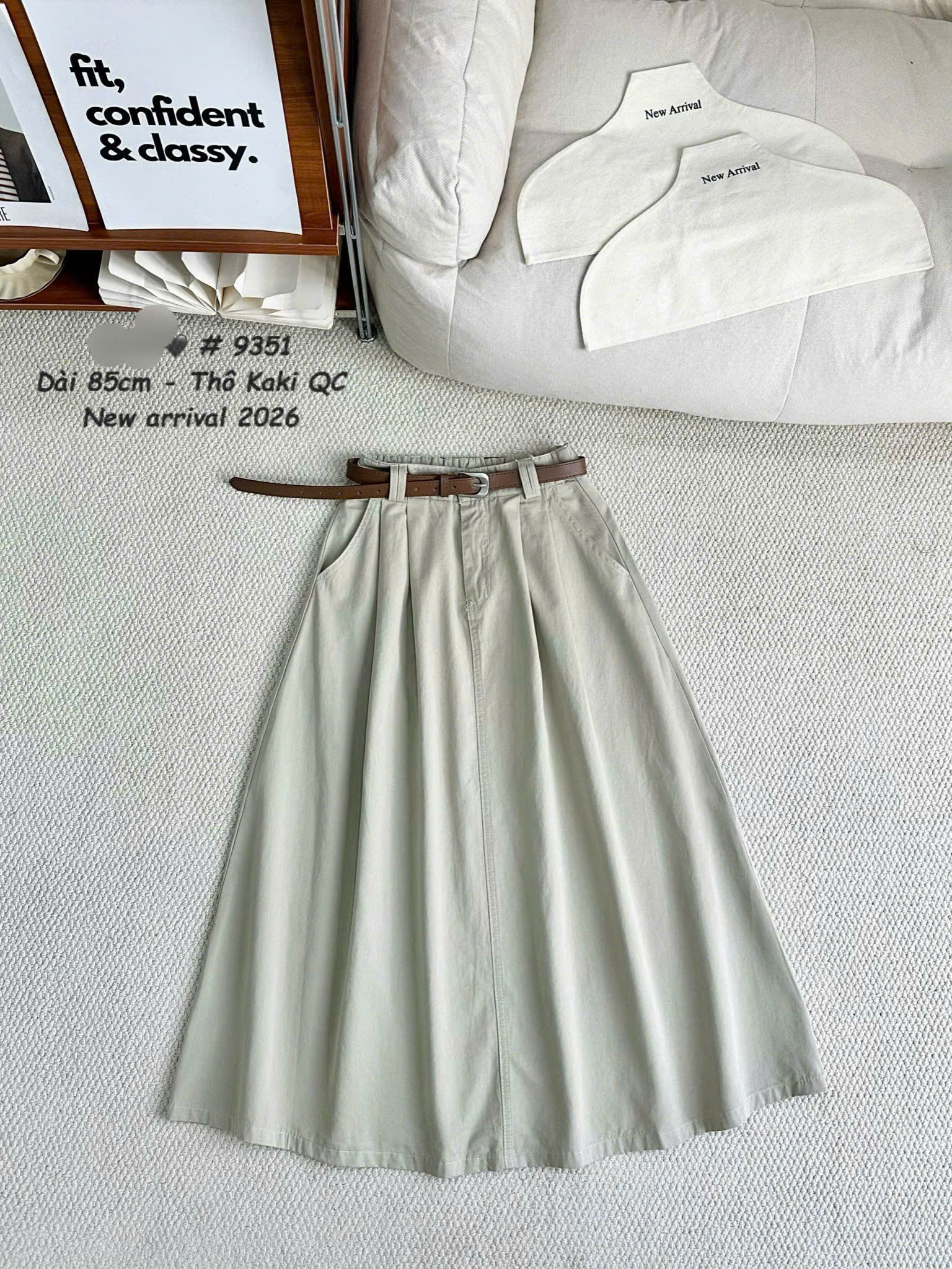 CV9351 Chân váy thô kaki QC 85cm