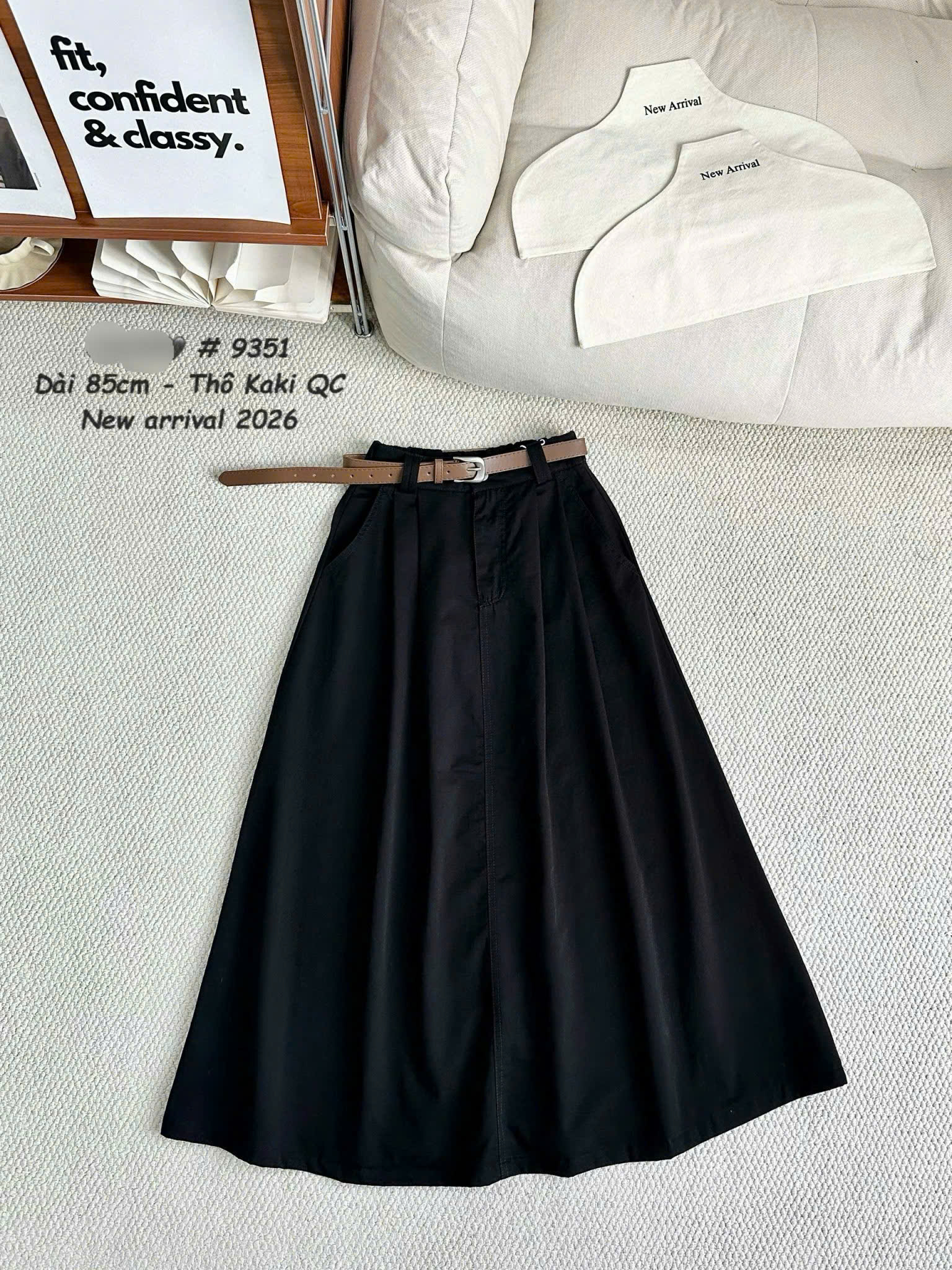 CV9351 Chân váy thô kaki QC 85cm