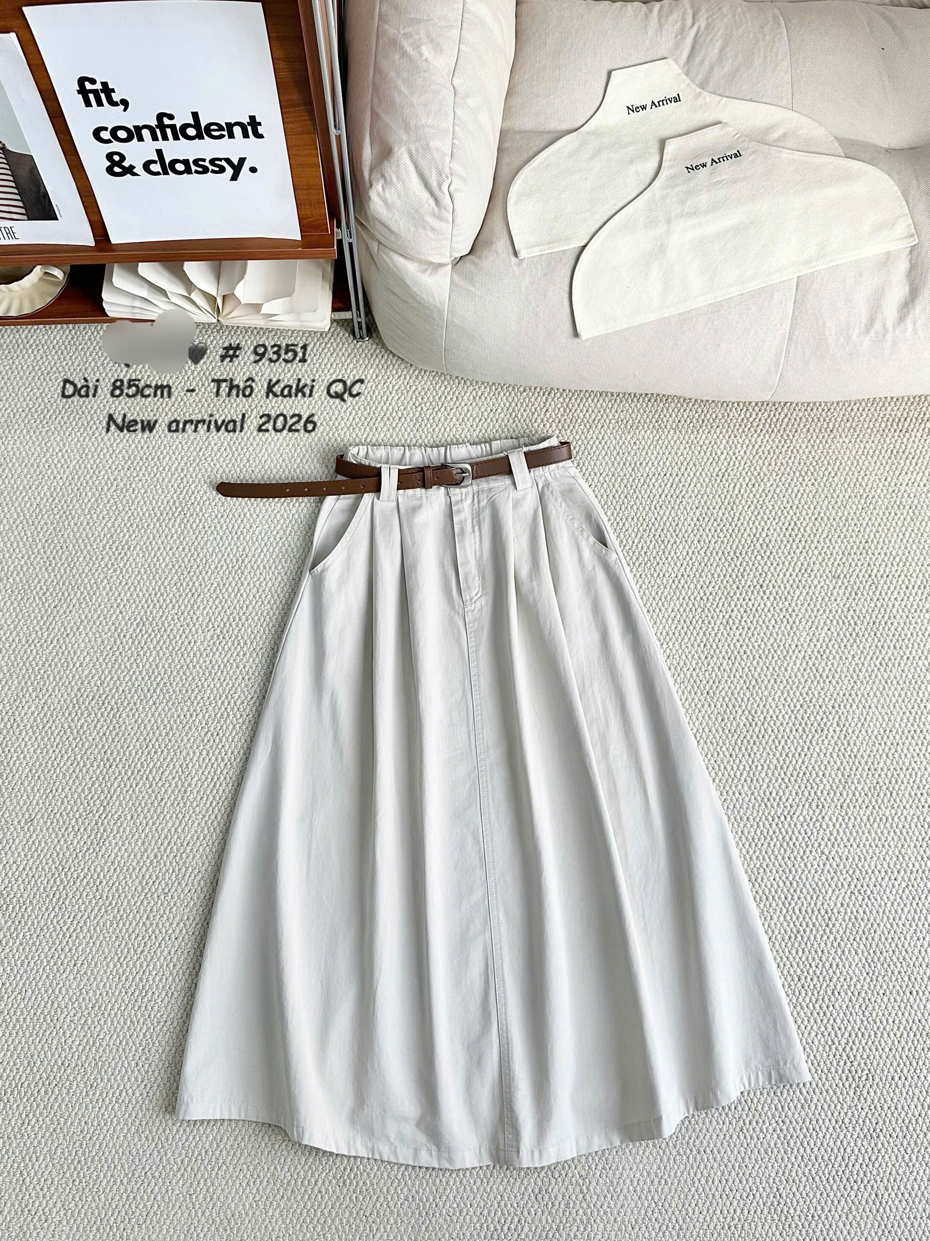 CV9351 Chân váy thô kaki QC 85cm