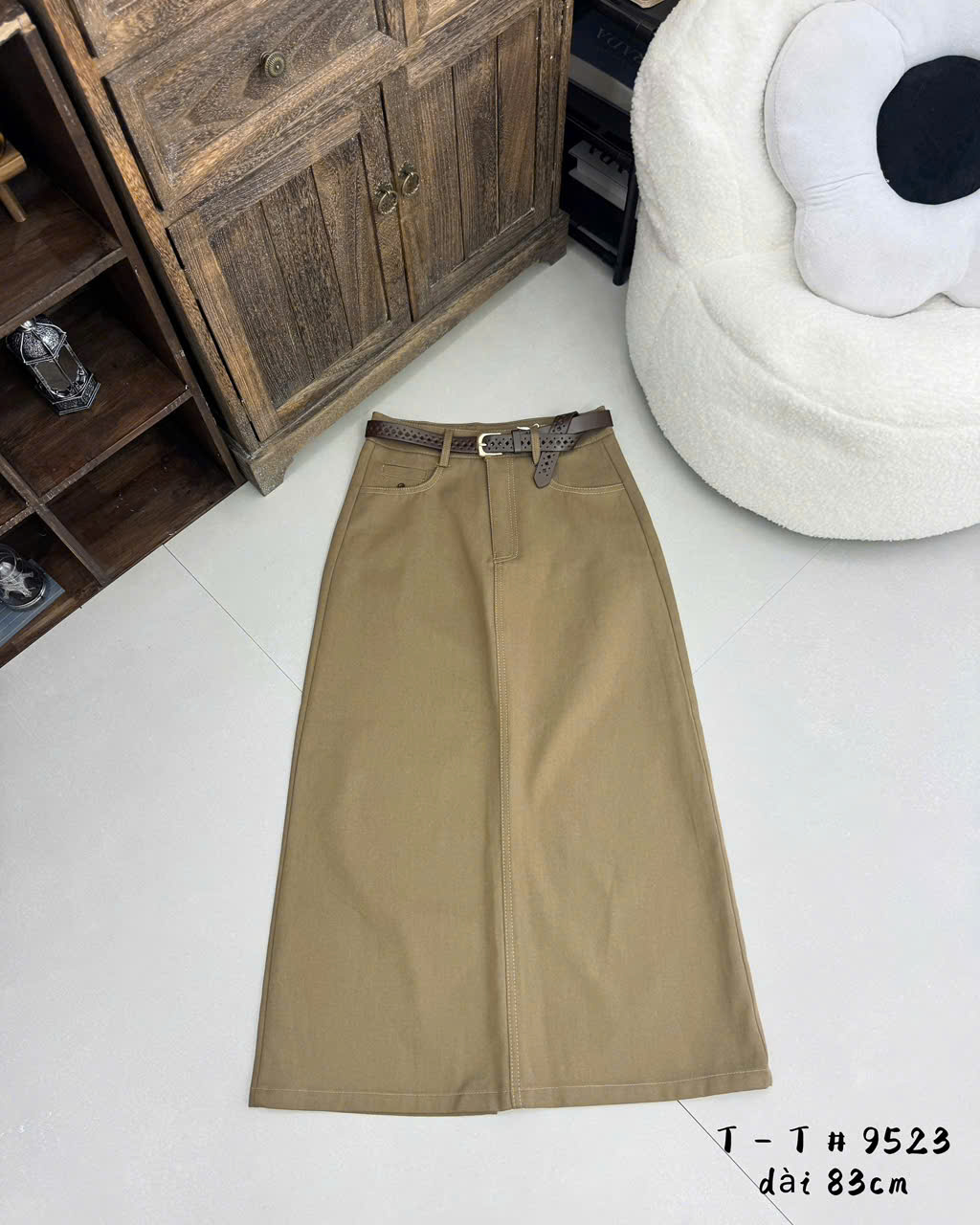 CV9523 Chân váy thô kaki dài 83cm