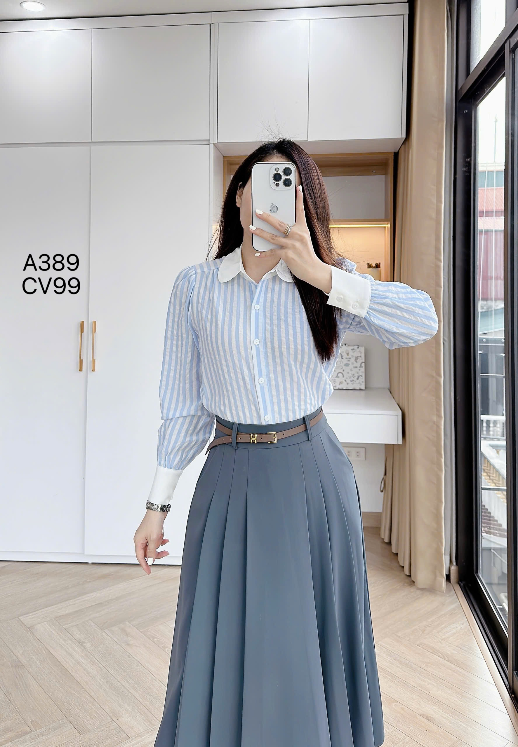 CV99 Chân váy xòe xếp ly dài 83cm