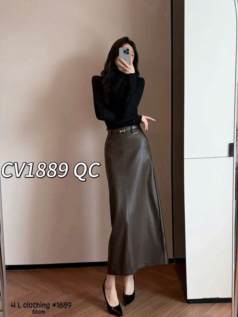 CV1889 QC Chân váy da