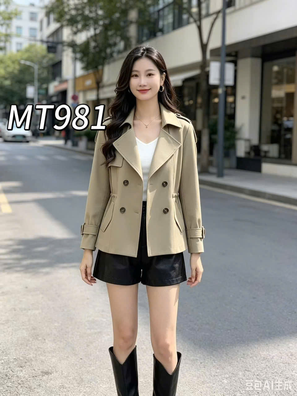 MT981 Mangto cổ K khuy nhựa QC