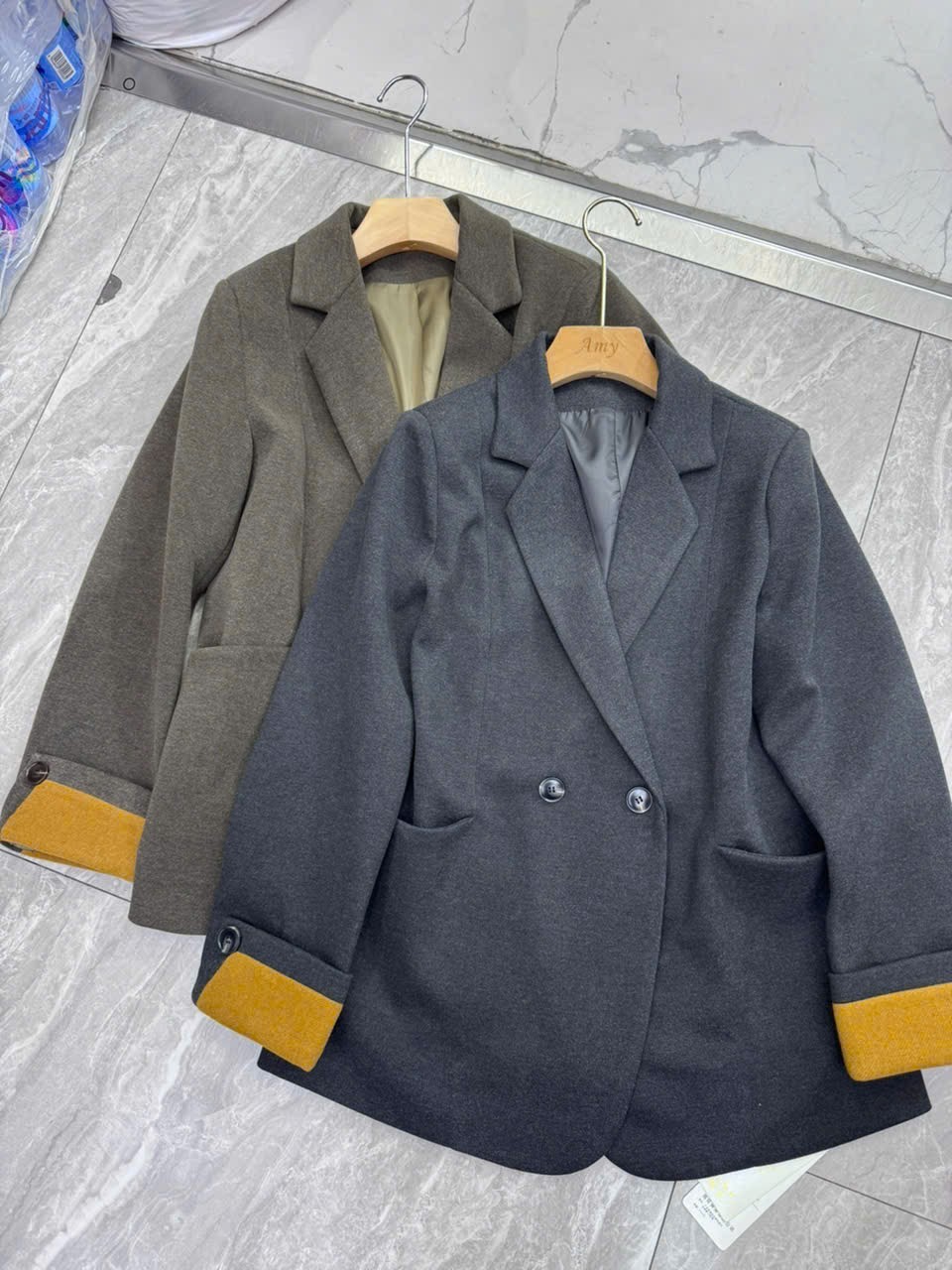 MT995 áo dạ cashmere tay sắn gấu